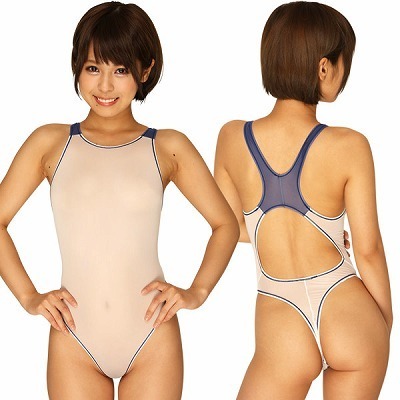 ２ｗａｙストレッチ極薄生地ハイレグ競泳水着　白