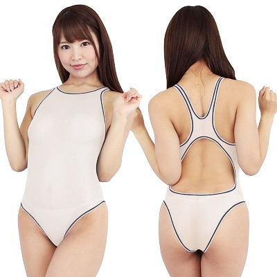 薄々ストレッチ競泳水着　ホワイト・ネイビー